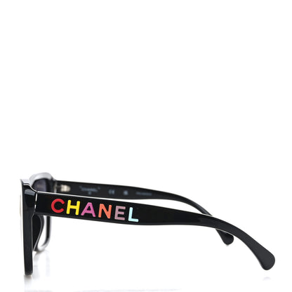 Chanel Acetate Polarized Butterfly Sunglasses 71548A Black 3 of 8