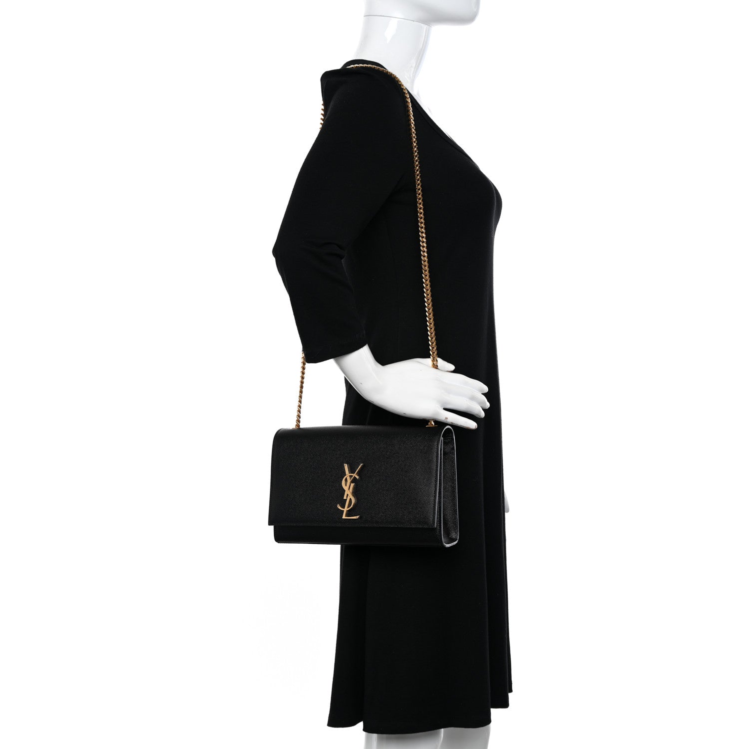 Saint Laurent Grain De Poudre Medium Classic Monogram Kate Satchel Black 2 of 10