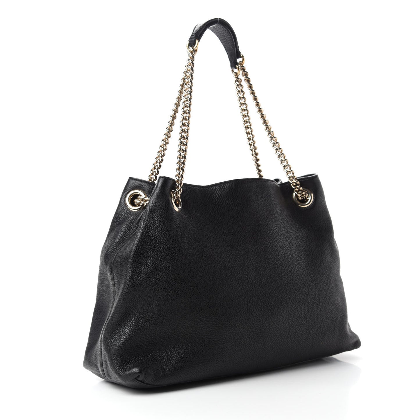 Pebbled Calfskin Medium Soho Chain Shoulder Bag Black