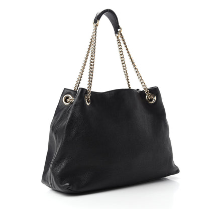 Gucci Pebbled Calfskin Medium Soho Chain Shoulder Bag Black 3 of 12
