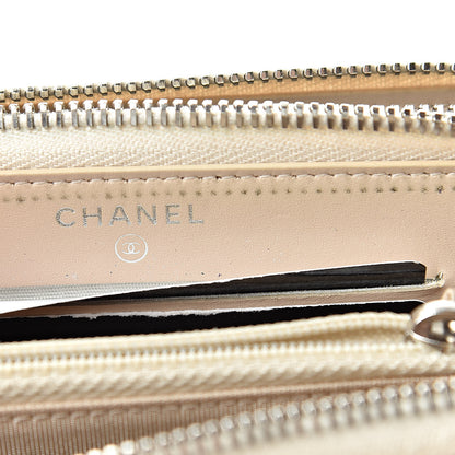 Chanel Caviar Quilted Large Gusset Double Zip Around Wallet Beige 7 of 11