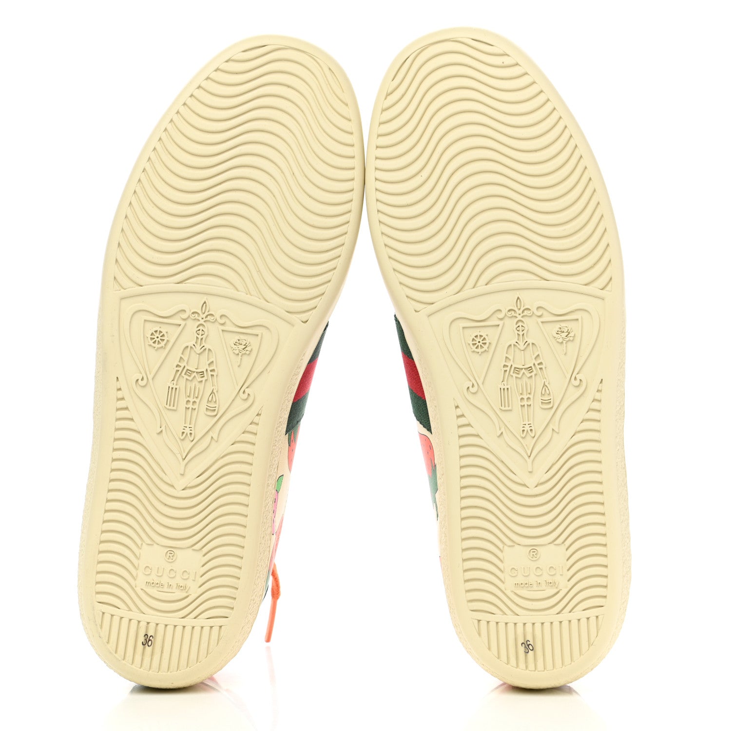 Gucci Calfskin Web Strawberry Print Womens Ace Sneakers 36 Ivory Red Green 5 of 10
