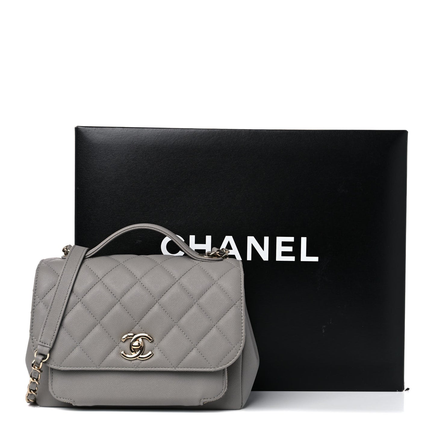 Caviar Quilted Medium Business Affinity Flap Grey