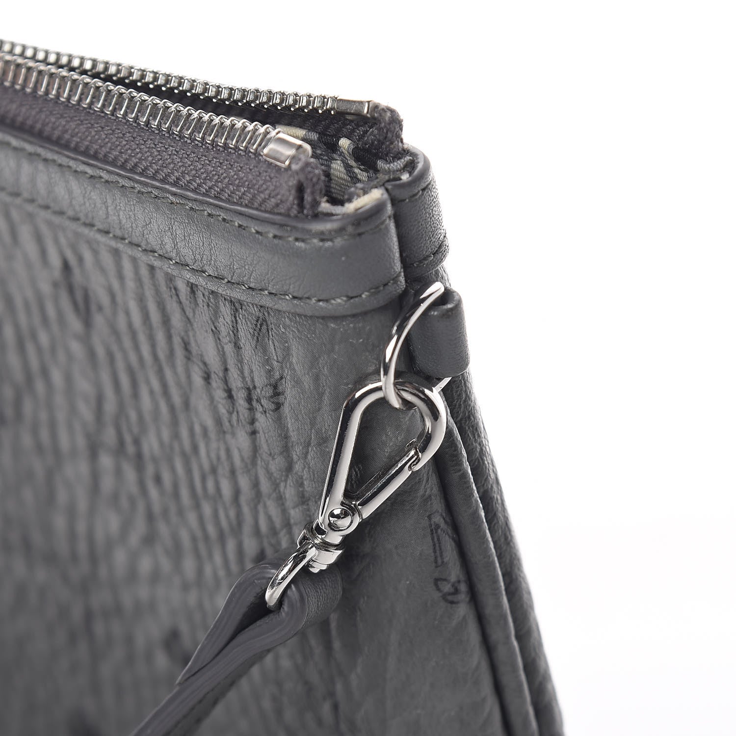 MCM Visetos Liz Shopper Tote Pouch Phantom Grey 13 of 14