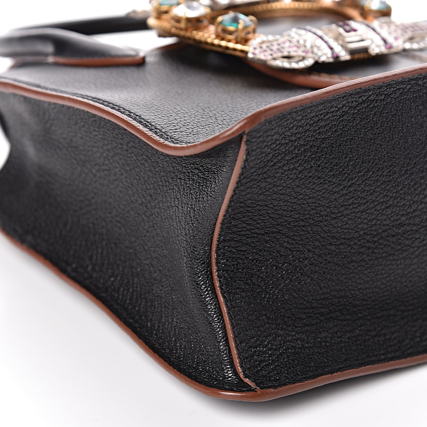 Goatskin Madras Soft Calf Crystal Embellished Tote Black