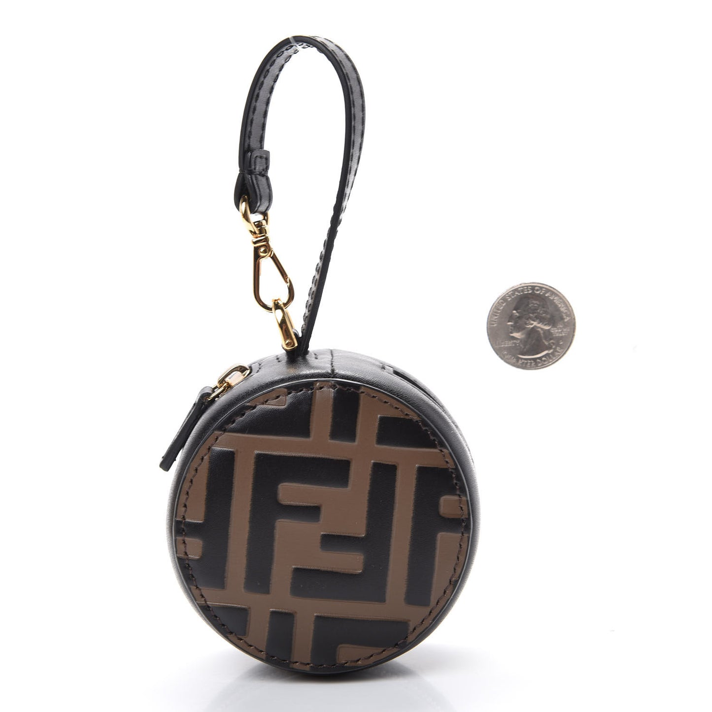Calfskin FF 1974 Embossed Help Bag Charm Maya Black
