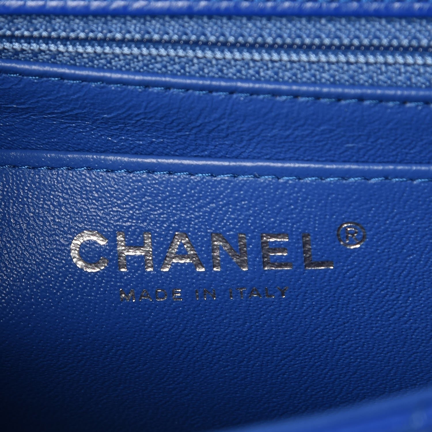 Chanel Caviar Chevron Quilted Mini Square Flap Blue 6 of 7