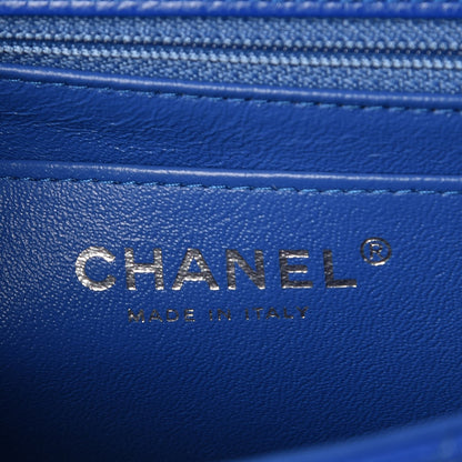 Chanel Caviar Chevron Quilted Mini Square Flap Blue 6 of 7