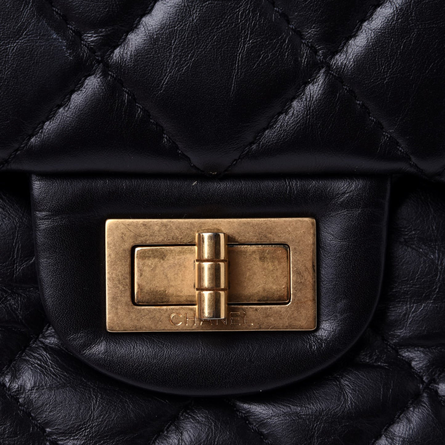 Aged Calfskin Quilted 2.55 Reissue 227 Flap Black
