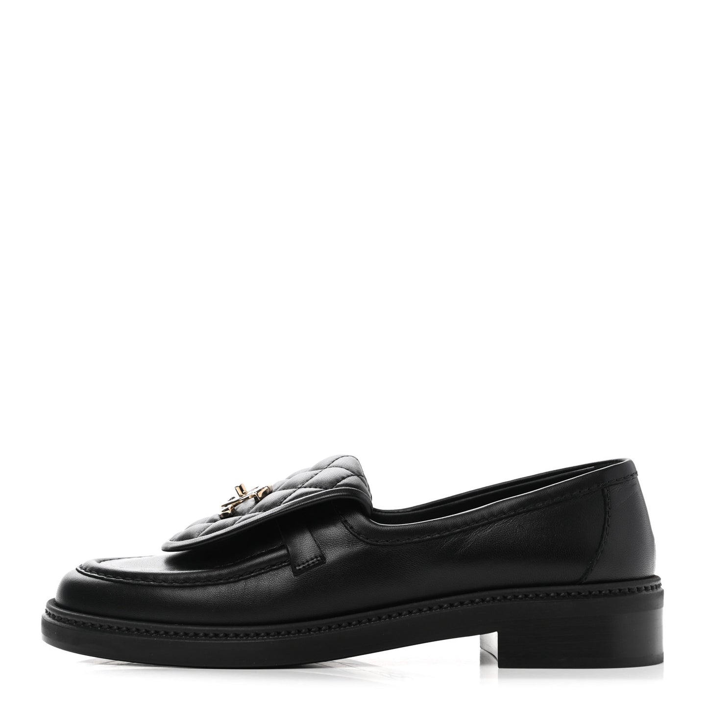 Lambskin Quilted CC Turnlock Loafers 37.5 Black