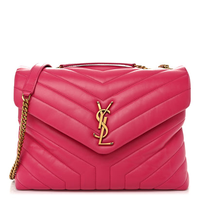 Saint Laurent Calfskin Y Quilted Monogram Medium Loulou Chain Satchel Freesia 1 of 10