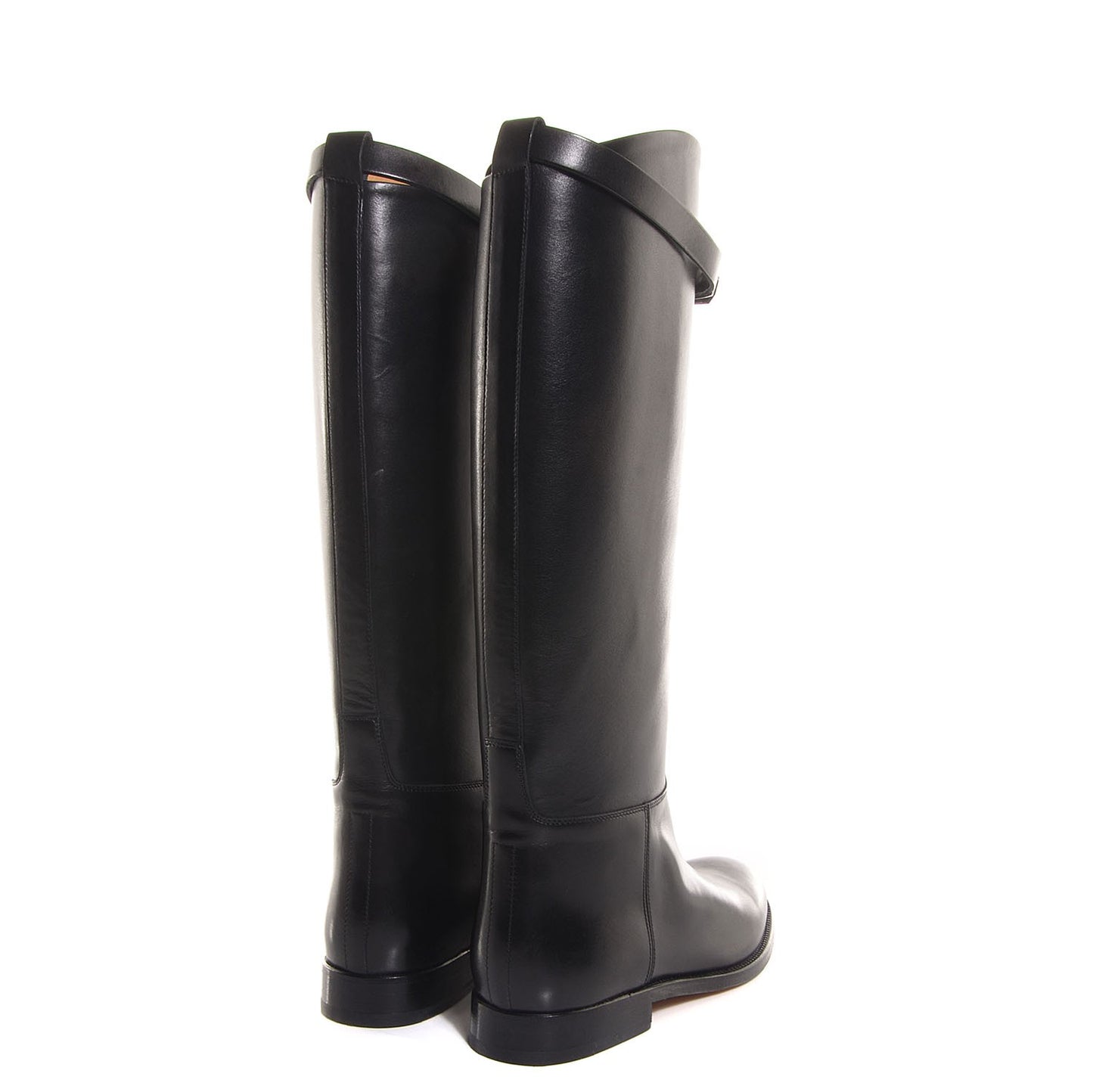 Box Calfskin Equestrian Jumping Boots 36.5 Black