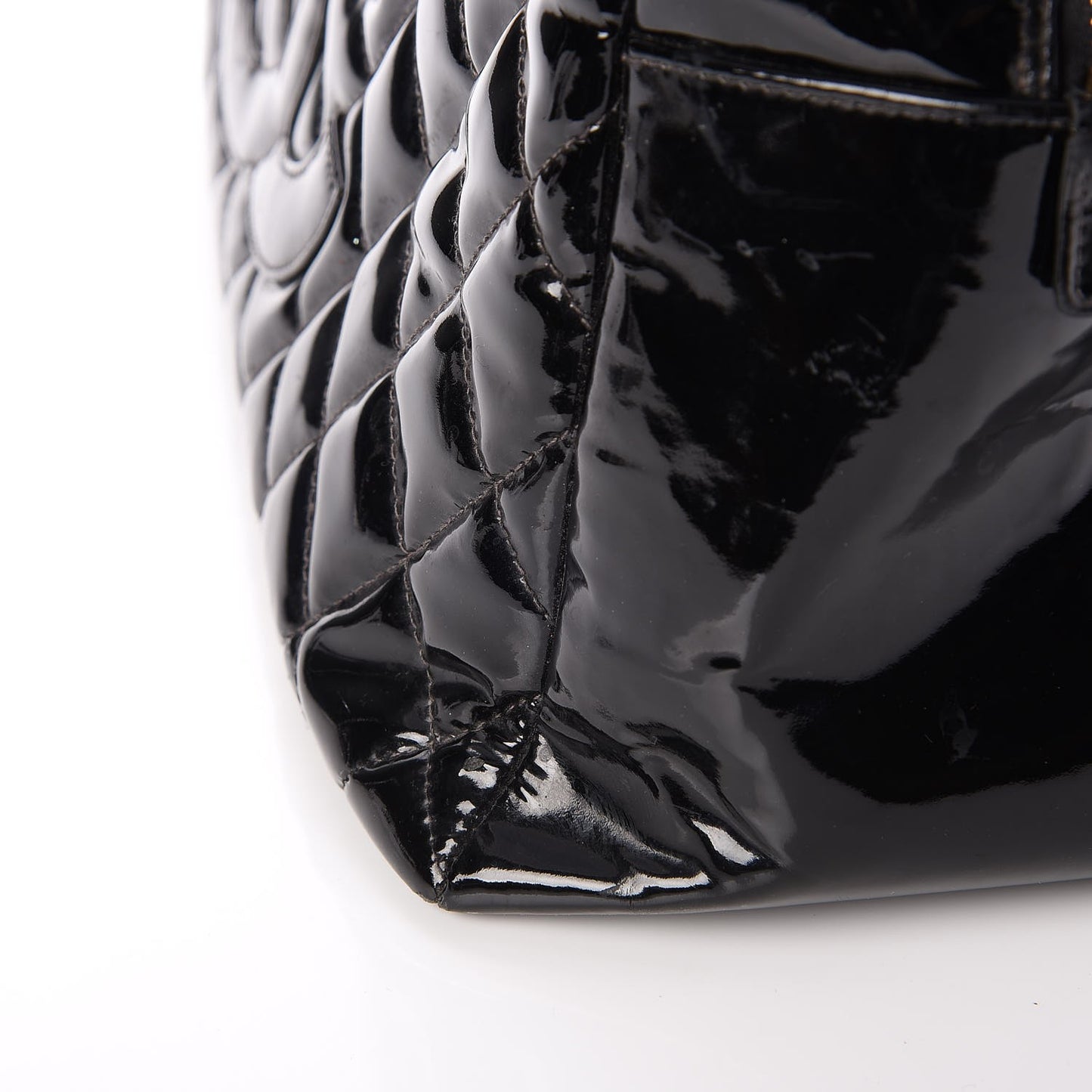 Patent Quilted Petit Timeless Tote PTT Black