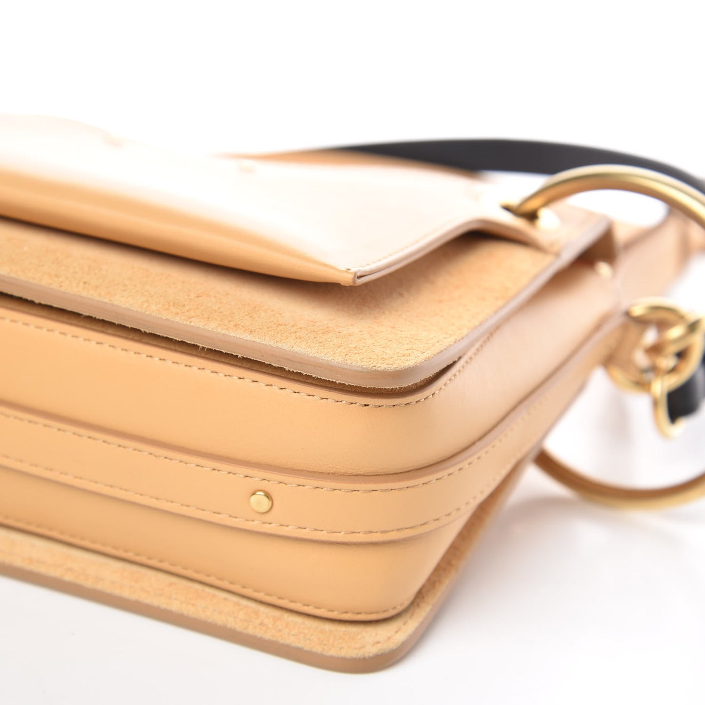 Calfskin Suede Small Roy Bag Bleached Brown