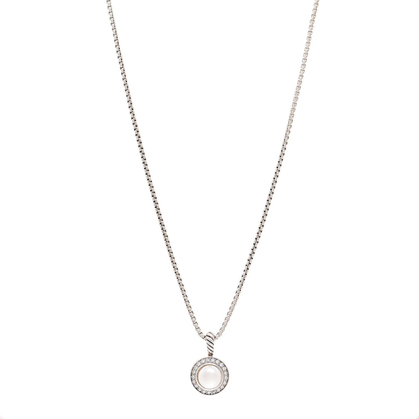 Sterling Silver Diamond Pearl 8mm Cerise Pendant Necklace