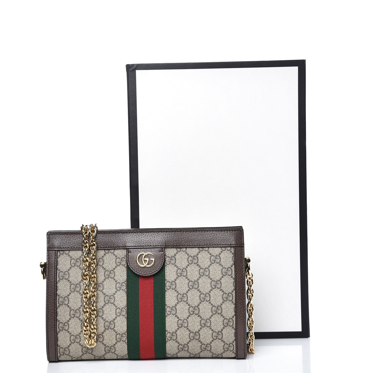 Gucci GG Supreme Monogram Web Small Ophidia Chain Shoulder Bag Brown 10 of 10