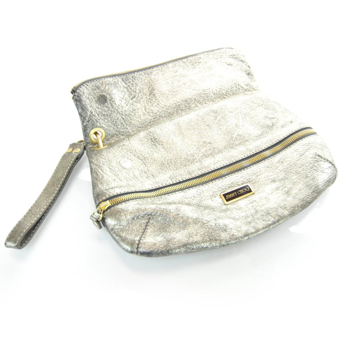 Leather Mave Foldover Clutch Metallic