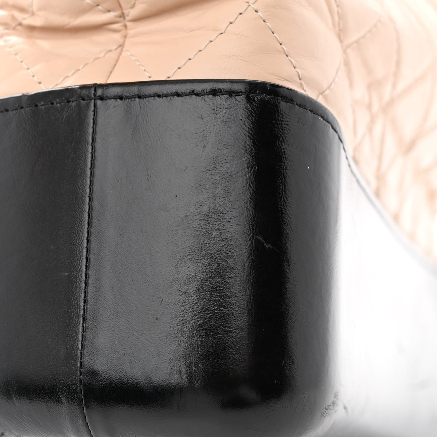 Aged Calfskin Quilted Medium Gabrielle Hobo Beige Black