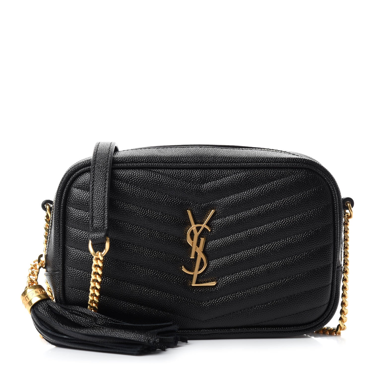Saint Laurent Grain De Poudre Matelasse Monogram Mini Lou Camera Bag Black 1 of 11