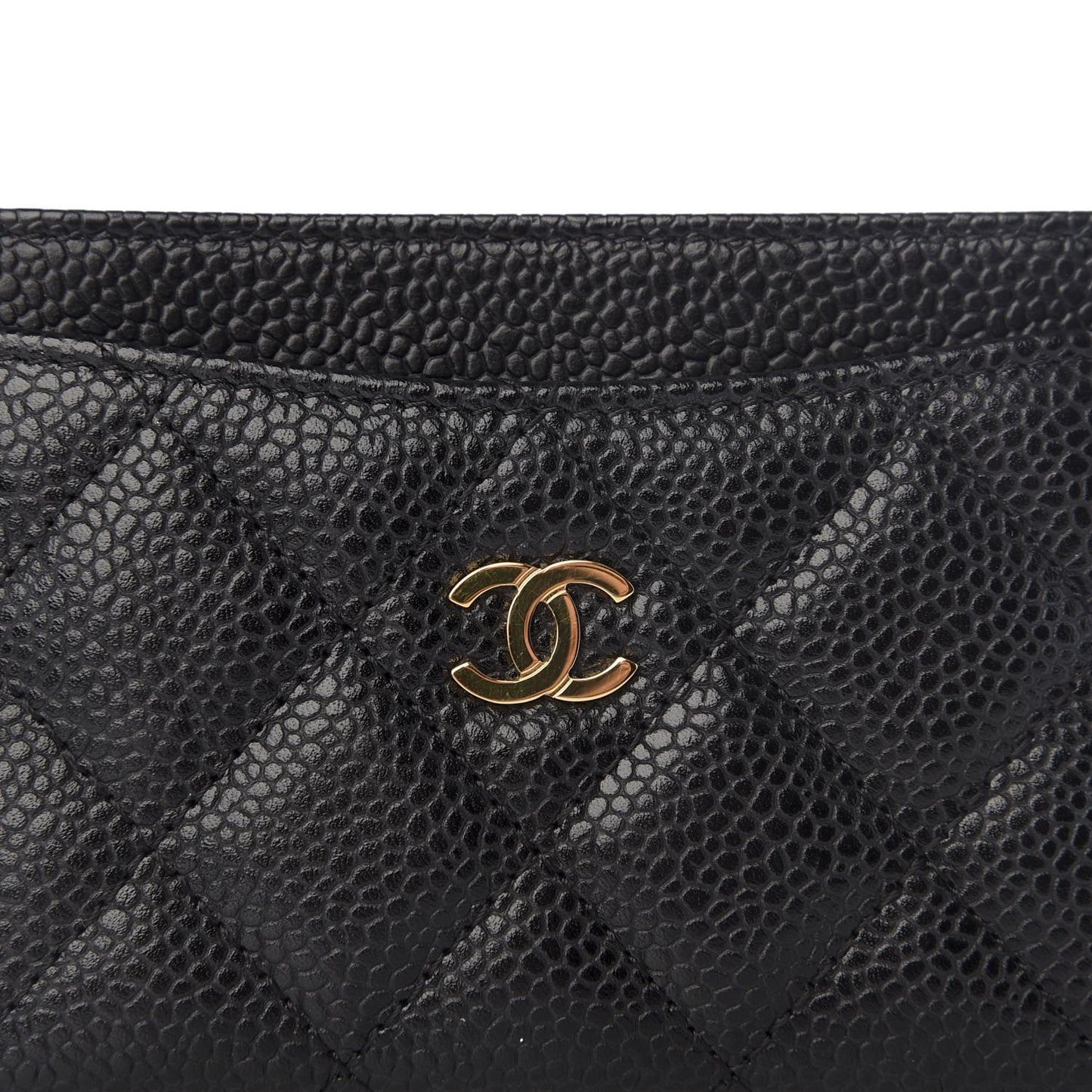 Caviar Quilted Card Holder Black