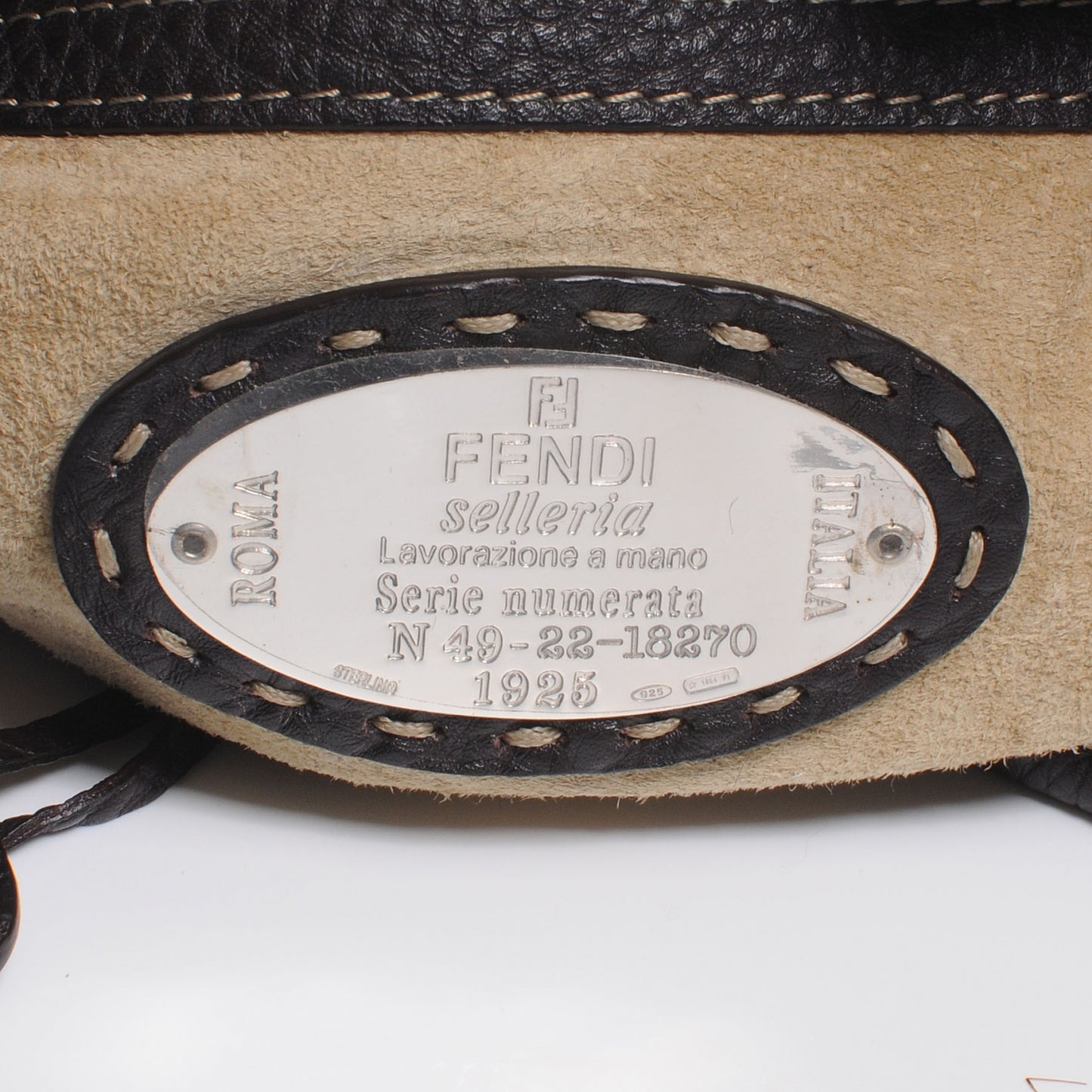Mink Fur Calfskin Romano Selleria Shoulder Bag Brown