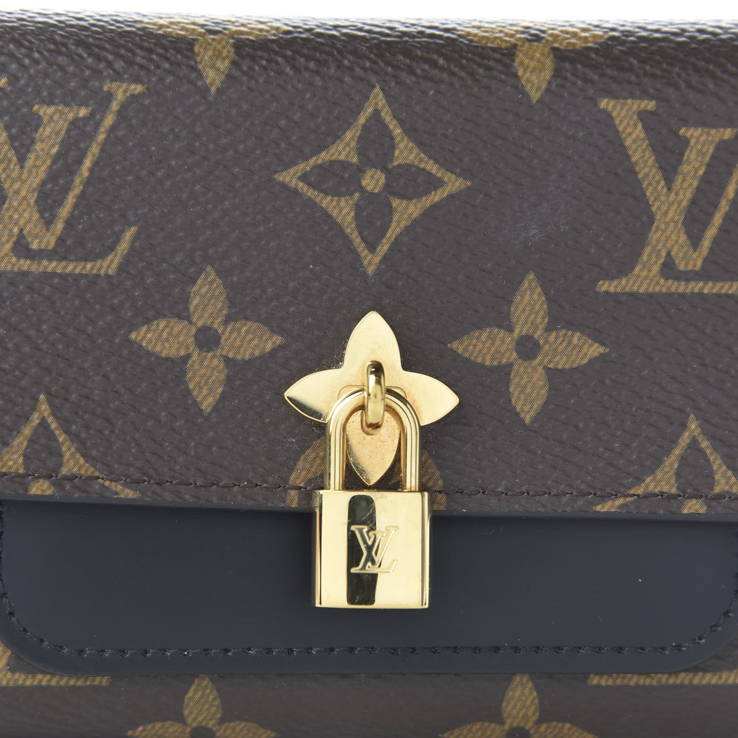 Monogram Flower Lock Compact Wallet Black