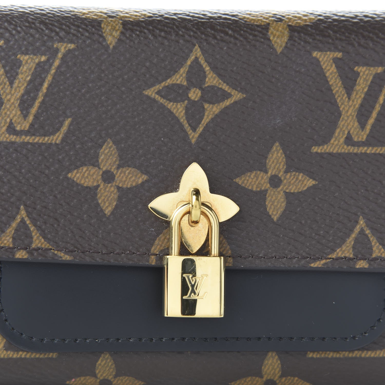 Louis Vuitton Monogram Flower Lock Compact Wallet Black 9 of 10