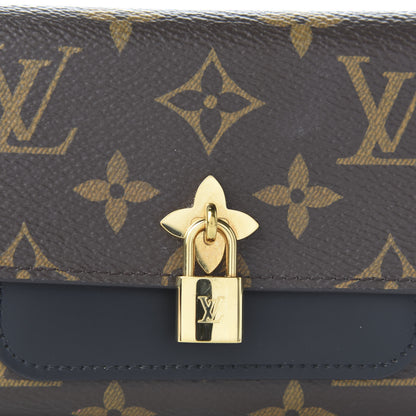 Louis Vuitton Monogram Flower Lock Compact Wallet Black 9 of 10