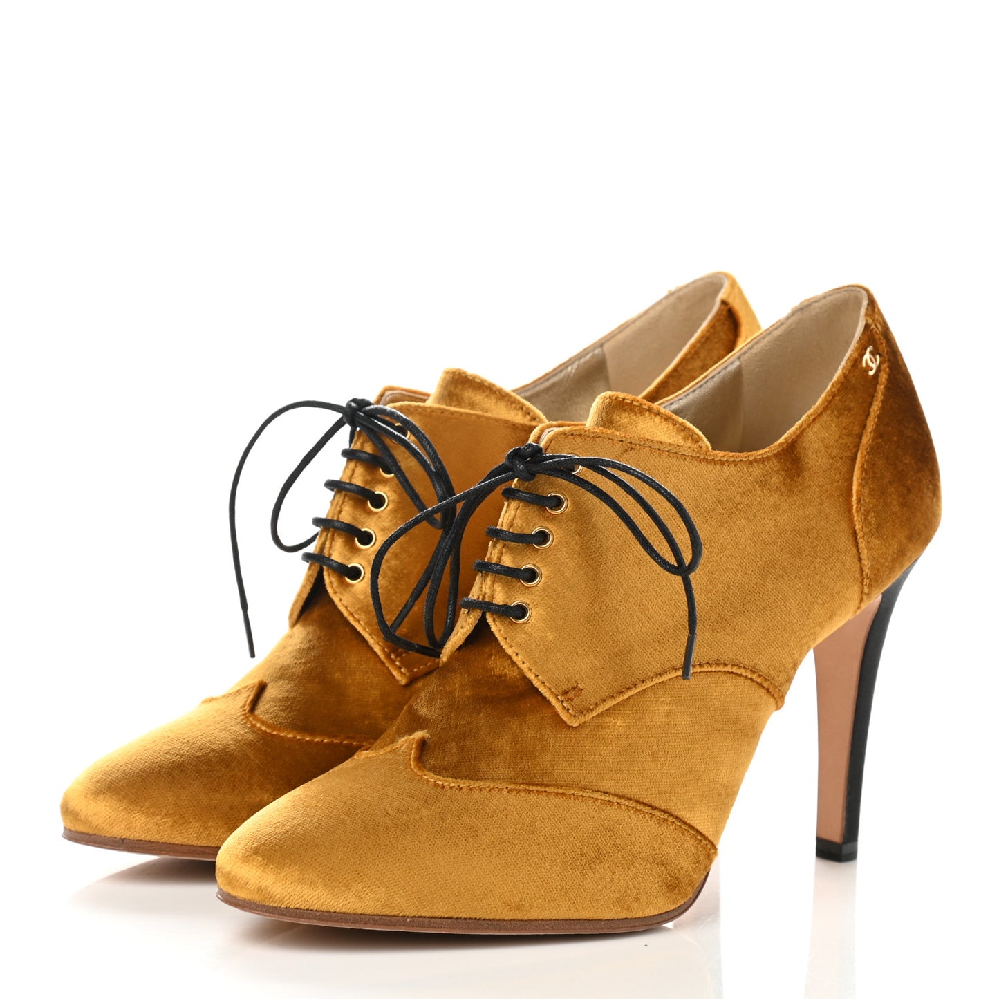 Velvet CC Lace Up Ankle Boots 39 Gold