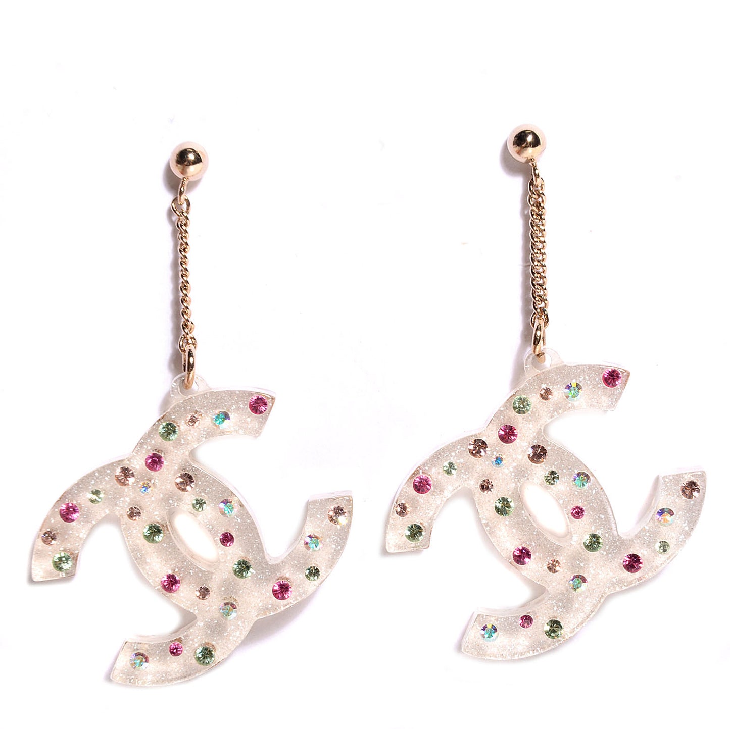 Resin Crystal CC Earrings Multicolor