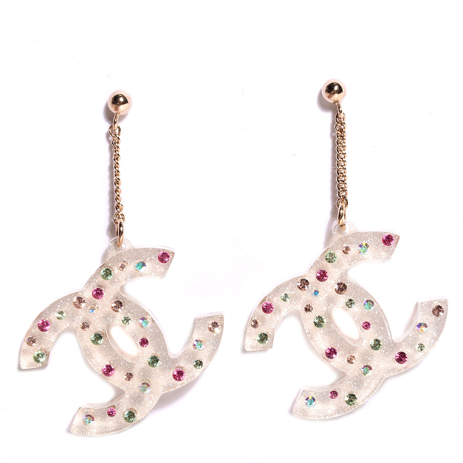 Chanel Resin Crystal CC Earrings Multicolor 1 of 5
