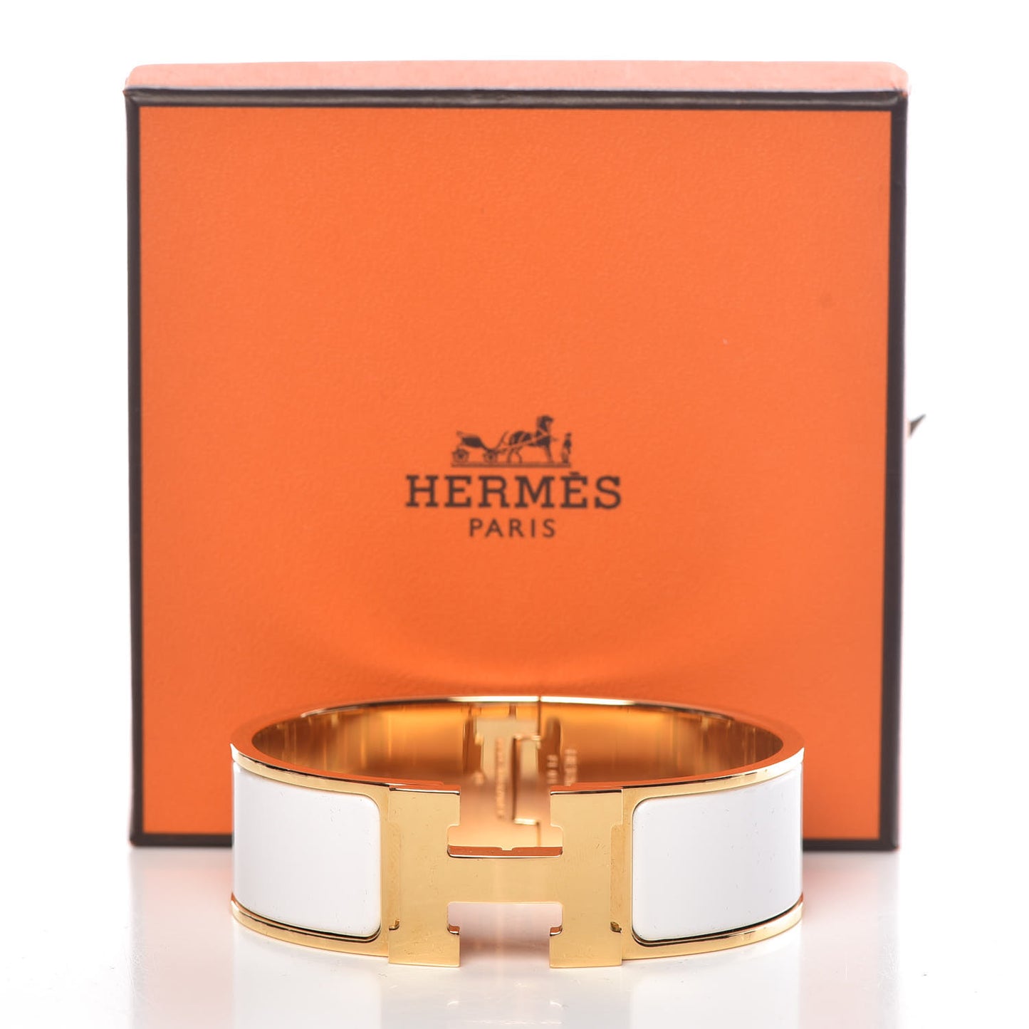 Enamel Wide Clic Clac H Bracelet GM White