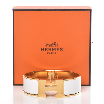 Hermes Enamel Wide Clic Clac H Bracelet GM White 5 of 5