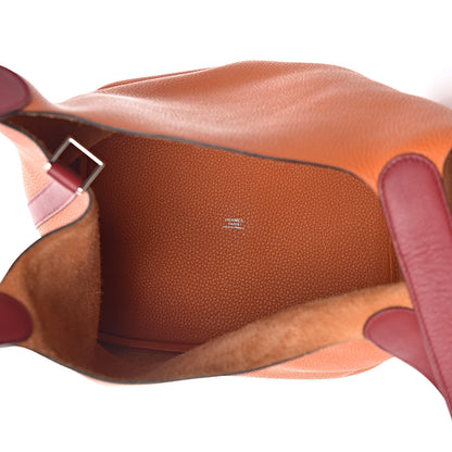 Hermes Taurillon Clemence Swift Eclat Picotin Lock 26 GM Orange Rouge Grenat 5 of 13