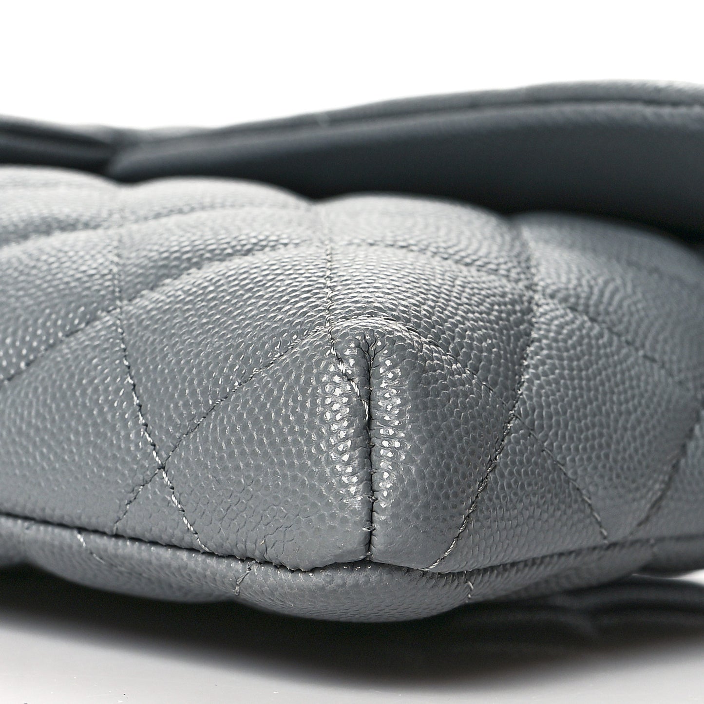 Caviar Quilted Flap Clutch Grey