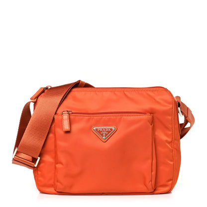 Prada Tessuto Nylon Saffiano Messenger Bag Papaya 1 of 9