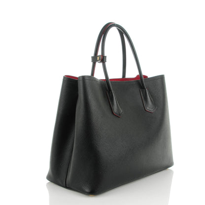 Prada Saffiano Cuir Large Double Bag Nero Black Ciliegia 3 of 9