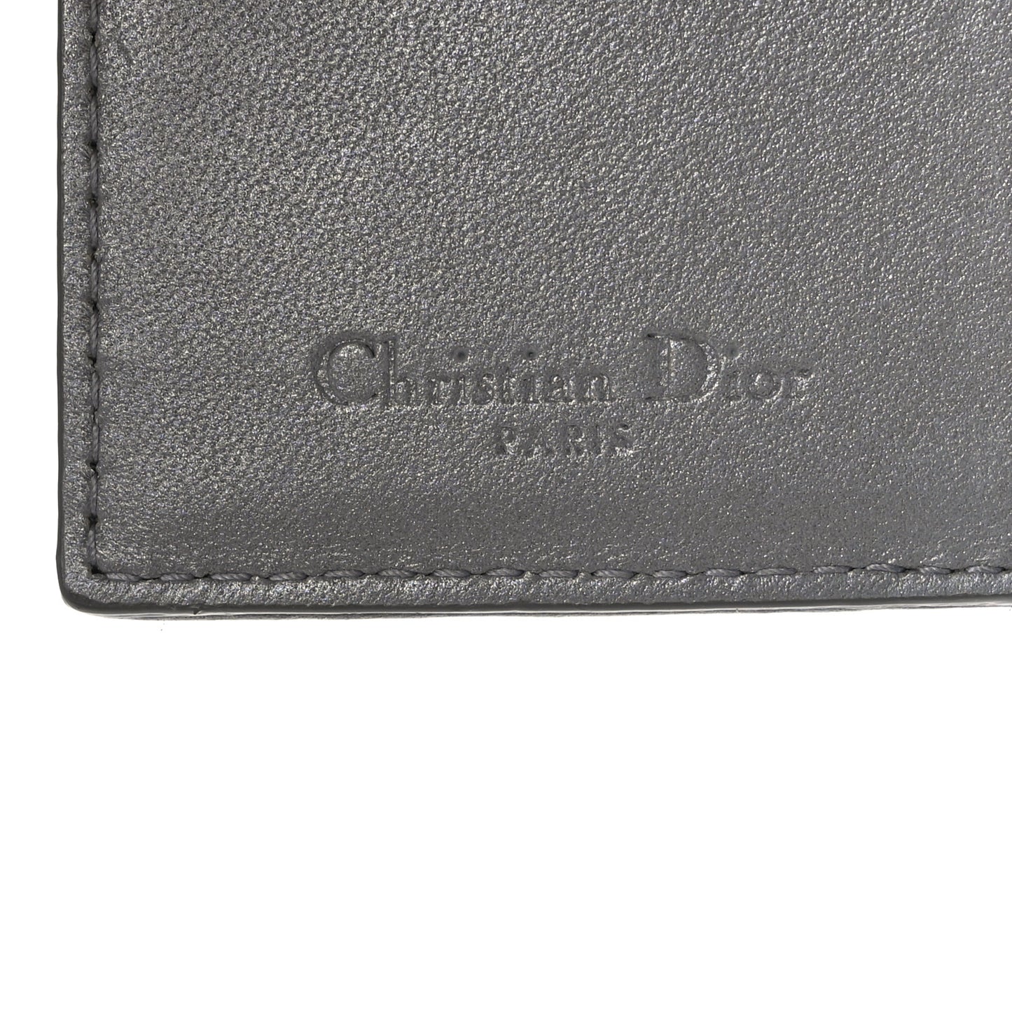 Metallic Lambskin Cannage SmallLady Dior Flap Card Holder Silver