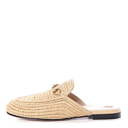 Gucci Raffia Womens Princetown Slippers 40 Naturale Sand Storm 1 of 8