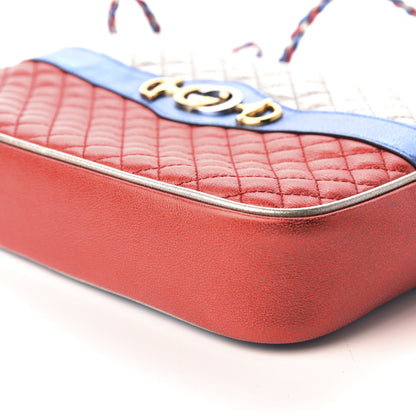 Gucci Laminated Nappa Trapuntata Small Zumi Shoulder Bag Rosso Marine Argento 7 of 9