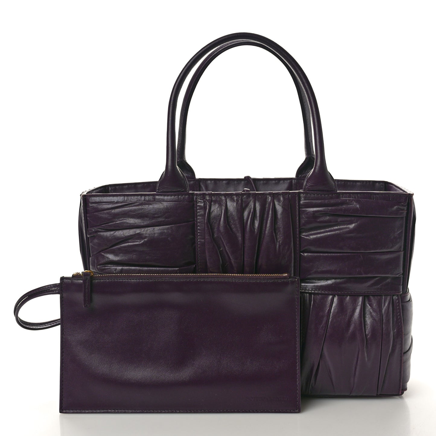 Foulard Intrecciato Pleated Medium Arco Tote Dark Mystic