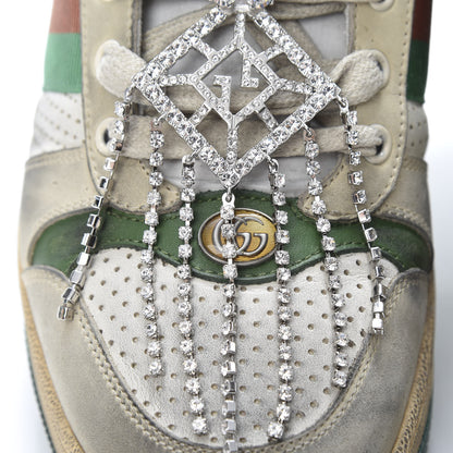 Gucci Nubuck Calfskin Web Removable Crystals Mens Screener Sneakers 9 Dusty Milk New Mystic White 17 of 27