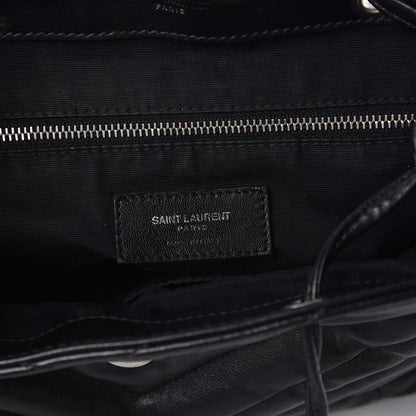 Saint Laurent Calfskin Y Quilted Monogram Small Loulou Backpack Black 6 of 12