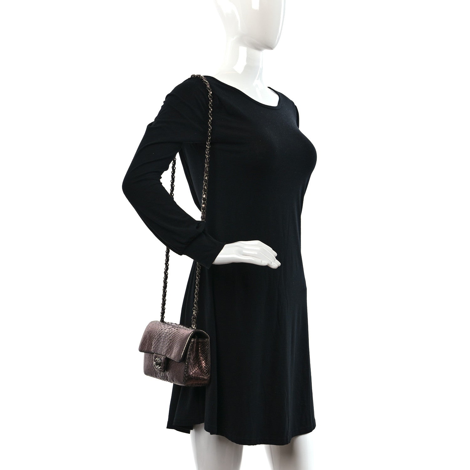 Chanel Metallic Ombre Snakeskin Mini Rectangular Pink 3 of 9