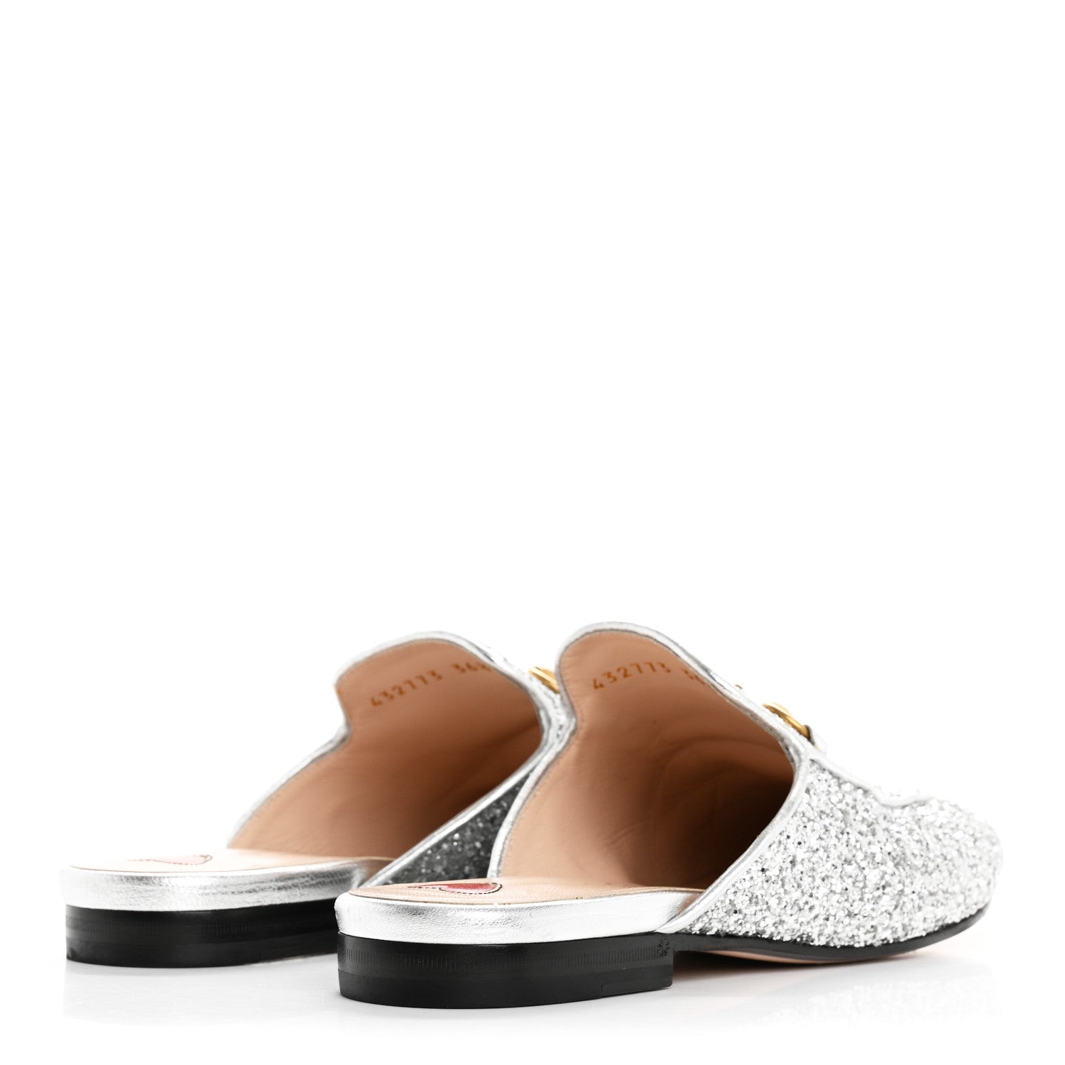 Gucci Glitter Womens Princetown Slippers 36.5 Silver 5 of 9