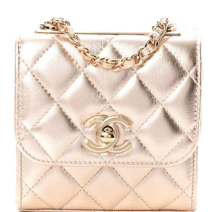 Chanel Metallic Lambskin Quilted Mini Trendy CC Clutch With Chain Gold 10 of 11