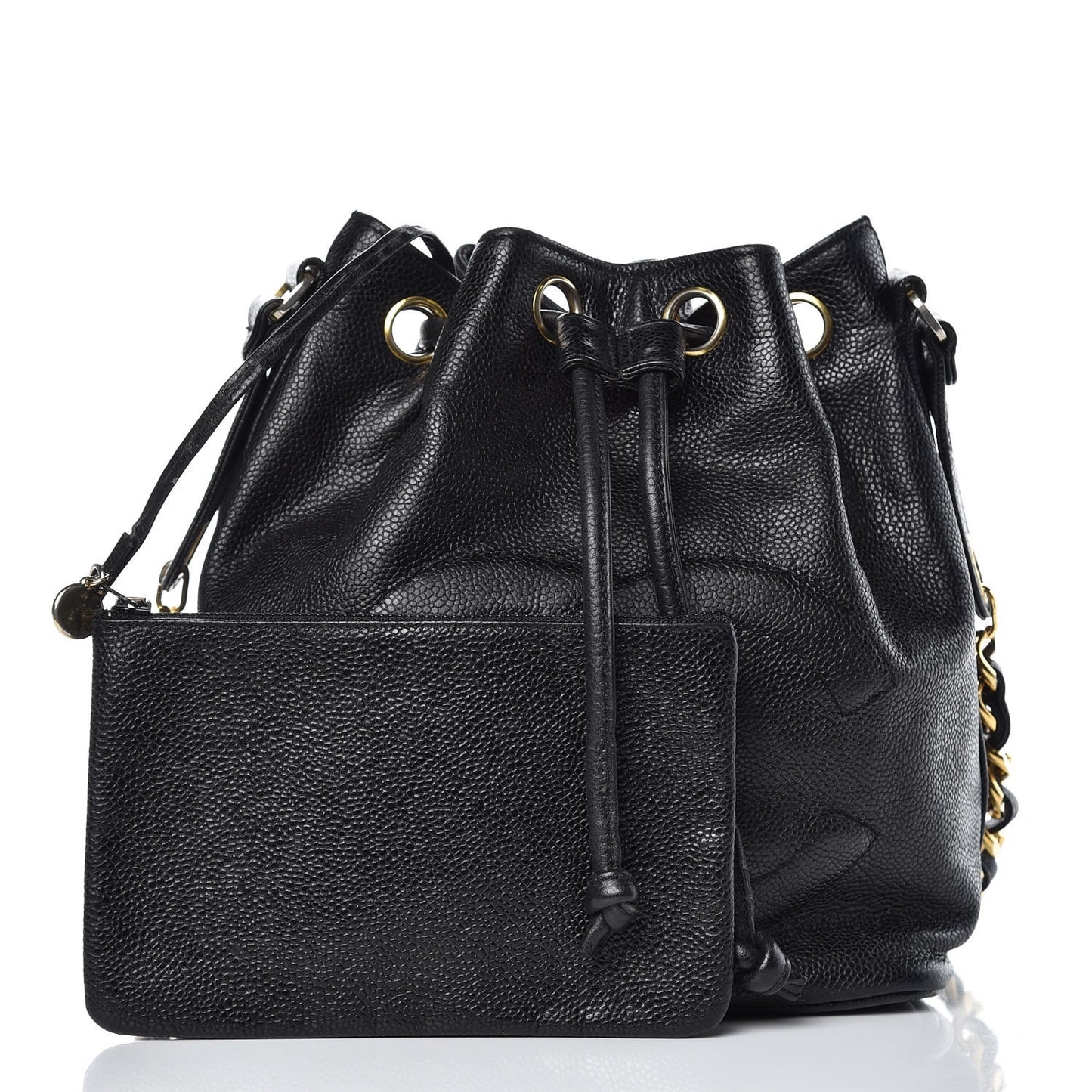 Caviar CC Drawstring Shoulder Bag Black