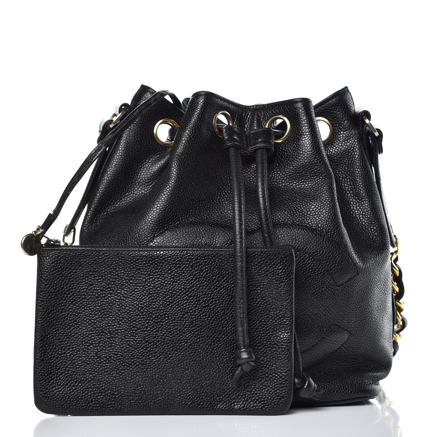 Chanel Caviar CC Drawstring Shoulder Bag Black 3 of 12