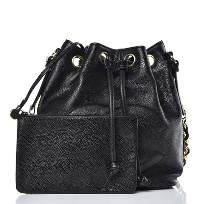 Chanel Caviar CC Drawstring Shoulder Bag Black 3 of 12