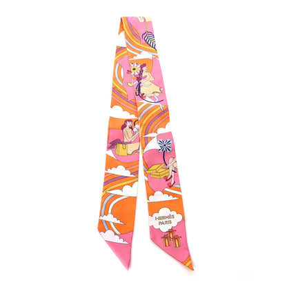 Hermes Silk Carres Volants Twilly Orange Rose Malaba 2 of 3